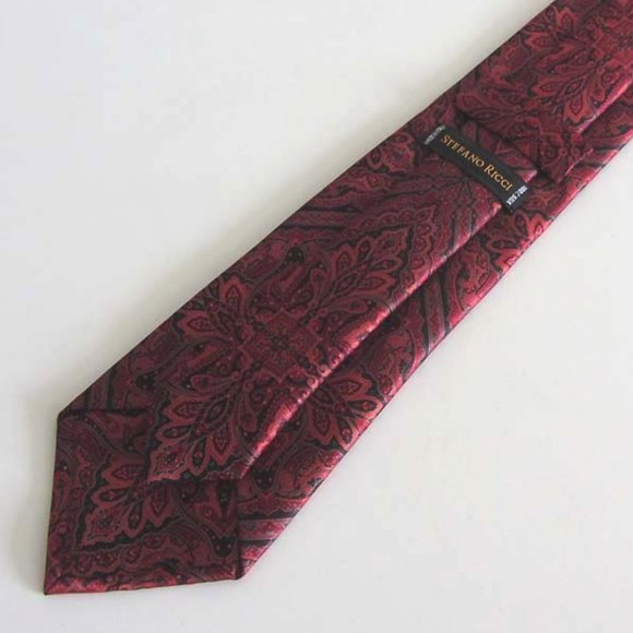 STEFANO RICCI red/blk paisley motif tie 100% silk - Picture 2 of 5